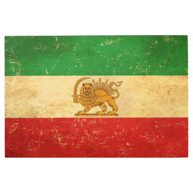 イラン国旗のライオンと日差し メタルプリント (正面)