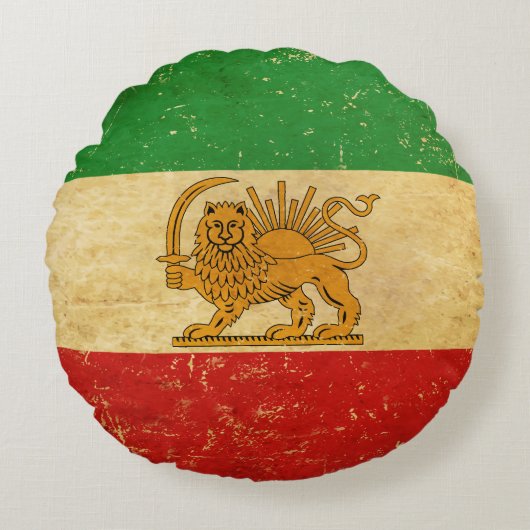 イラン国旗のライオンと日差し ラウンドクッション (正面)