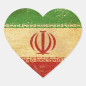 イラン国旗のヴィンテージデザイン ハートシール (正面)