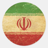 イラン国旗のヴィンテージデザイン ラウンドシール (正面)