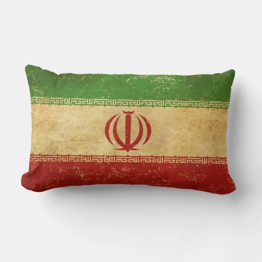 イラン国旗のヴィンテージデザイン ランバークッション (正面)