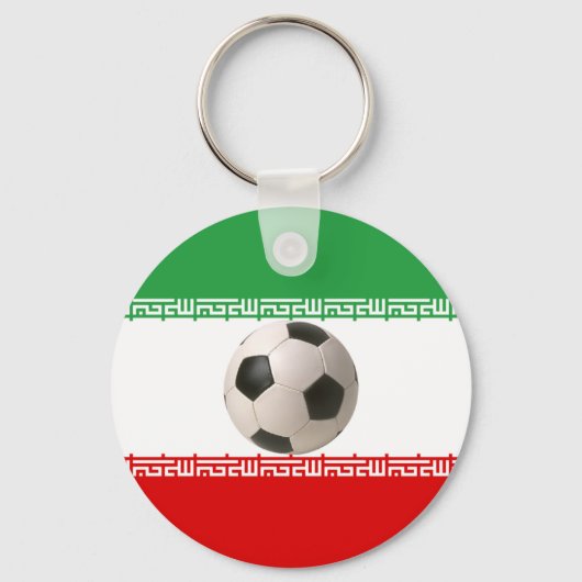 イラン国旗の中心のサッカーボール キーホルダー (正面)