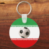 イラン国旗の中心のサッカーボール キーホルダー (正面)