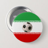 イラン国旗の中心のサッカーボール 缶バッジ (正面&裏面)