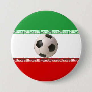 イラン国旗の中心のサッカーボール 缶バッジ