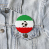 イラン国旗の中心のサッカーボール 缶バッジ (インサイチュ)