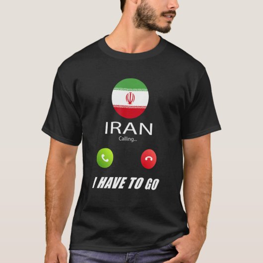 イラン国旗の土産イランが電話している Tシャツ (正面)