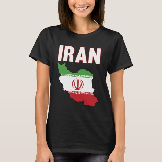 イラン国旗の地図イランプライド Tシャツ (正面)