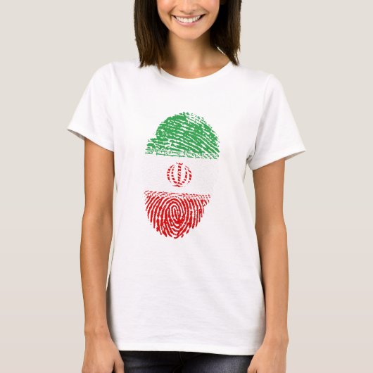 イラン国旗の指紋の国プライドID Tシャツ (正面)