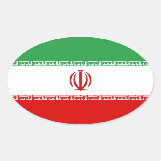 イラン国旗の楕円ステッカー 楕円形シール (正面)
