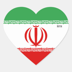 イラン国旗の華やかな愛国心 ハートシール