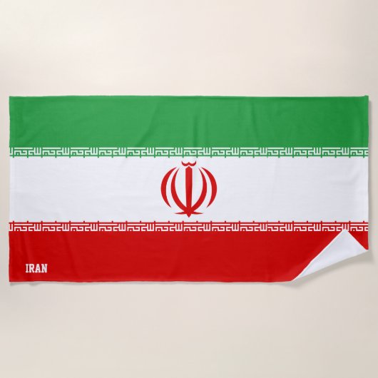 イラン国旗の華やかな愛国心 ビーチタオル (正面)