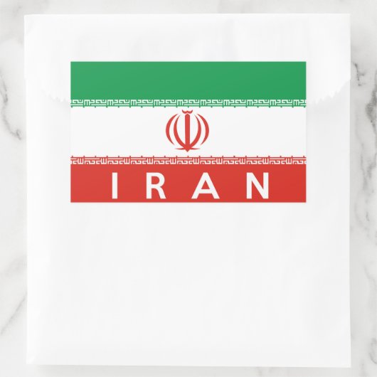 イラン国旗の記号名文字 長方形シール (バッグ)