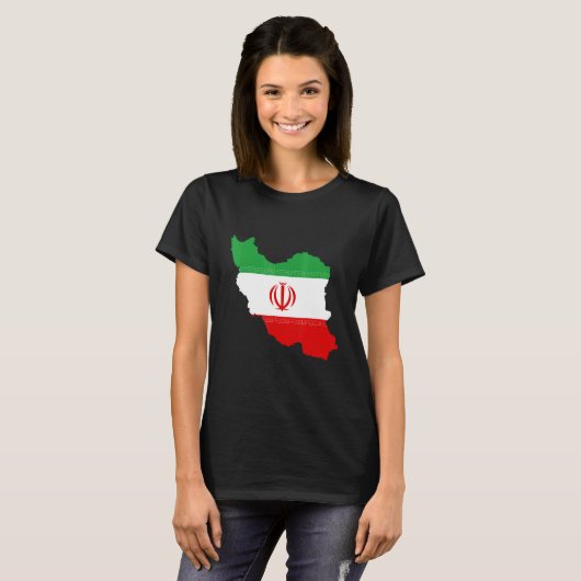 イラン国旗イランの女性のための地図 Tシャツ (正面フル)