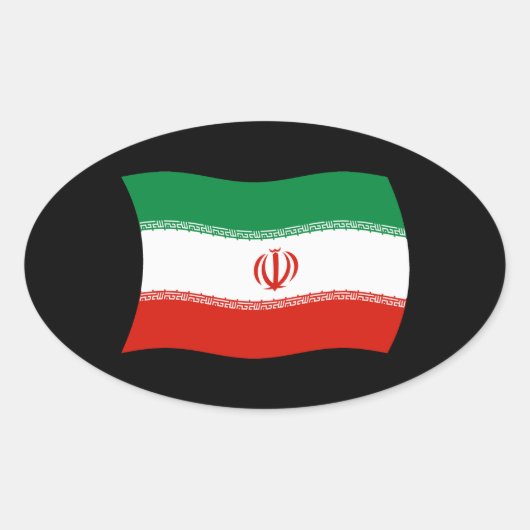 イラン国旗ステッカー 楕円形シール (正面)