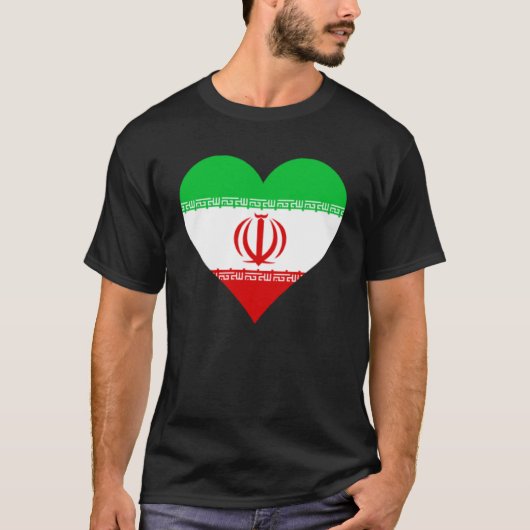 イラン国旗ハートイラン愛イラン Tシャツ (正面)