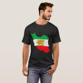 イラン国旗地図ライオンペルシャン Tシャツ (正面フル)