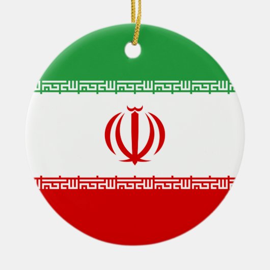 イラン国旗（イラン）（ペルシャ語） セラミックオーナメント (正面)