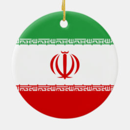 イラン国旗（イラン）（ペルシャ語） セラミックオーナメント