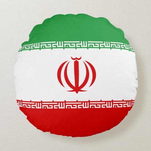 イラン国旗（イラン）（ペルシャ語） ラウンドクッション (正面)