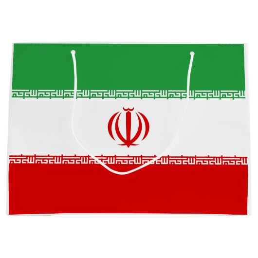イラン国旗（イラン）（ペルシャ語） ラージペーパーバッグ (正面)