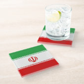 イラン国旗 ガラスコースター (アングル)