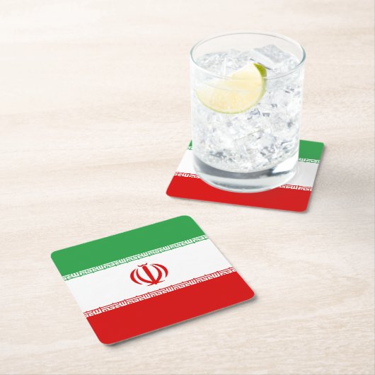イラン国旗 スクエアペーパーコースター (インサイチュ)