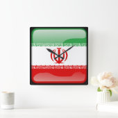 イラン国旗 スクエア壁時計 (ホーム)