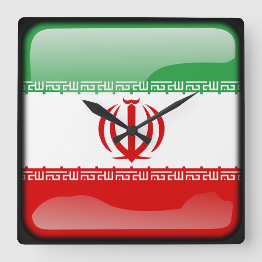 イラン国旗 スクエア壁時計 (正面)