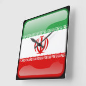 イラン国旗 スクエア壁時計 (傾斜)