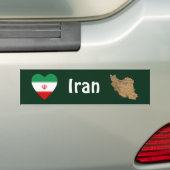 イラン国旗 ハート + 地図 バンパーステッカー (車上)