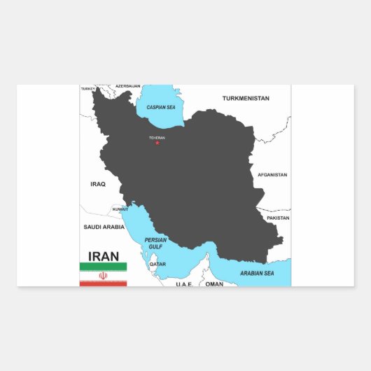 イラン国旗 長方形シール (正面)