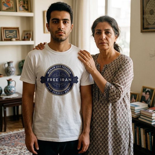 イラン女性解放 | Mahsa Amini バッジ ネイビー Tシャツ