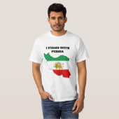 イラン帝国ライオンと太陽の地図Tシャツ Tシャツ (正面フル)