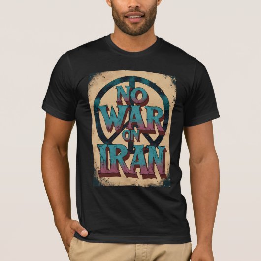 「イラン戦争なし」平和 Tシャツ (正面)