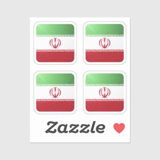 イラン角光沢国旗 シール (シート)