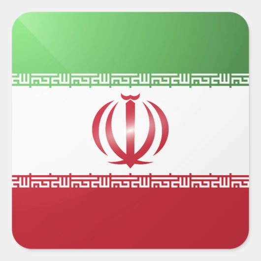 イラン角光沢国旗 スクエアシール (正面)