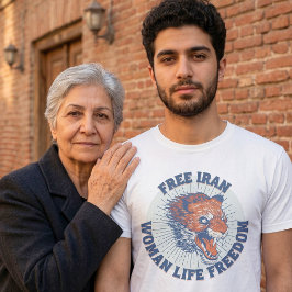 イラン解放抗議 | 青い怒れるライオン Tシャツ