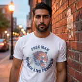 イラン解放抗議 | 青い怒れるライオン Tシャツ