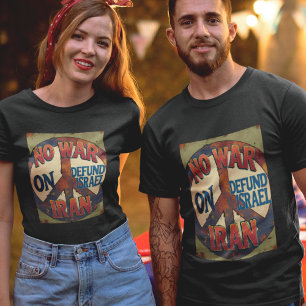 イラン連帯に対する戦争アンチ戦争ヴィンテージ脱資金 Tシャツ