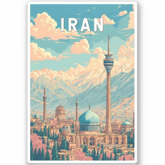 イラン イラスト 旅行 アート ヴィンテージ シール (正面)