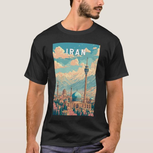 イラン イラスト 旅行 アート ヴィンテージ Tシャツ (正面)