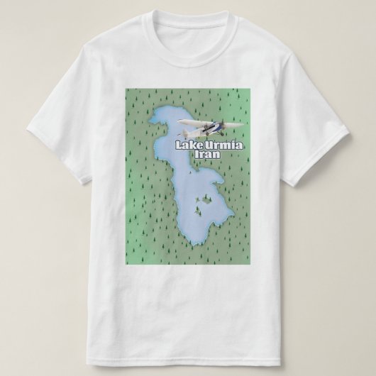 イラン ウルミア湖 旅行地図 Tシャツ (デザイン正面)