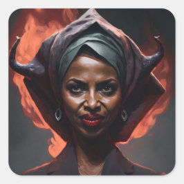 イラン・オマールが悪魔の角を見せる スクエアシール