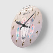 イリかわいらしディスボホシックフローラ素朴カスタム ラウンド壁時計 (傾斜)