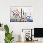 イリスとキリギリス葛飾北斎の花 ポスター (ホームオフィス)