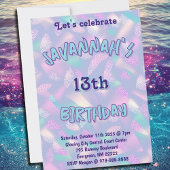 イリディスパープルパステル誕生日 招待状