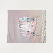 イリデセントパールボホチックスカルグリッター フローラルホーンズ タペストリー (正面(横))