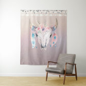 イリデセントパールボホチックスカルグリッター フローラルホーンズ タペストリー (インサイチュ)