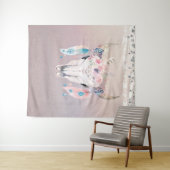 イリデセントパールボホチックスカルグリッター フローラルホーンズ タペストリー (インサイチュ(横))